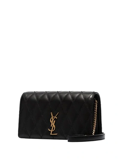 Shop Saint Laurent Angie Quilted Shoulder Bag In Black