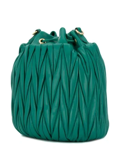 Shop Miu Miu Matelassé Small Bucket Bag - Green