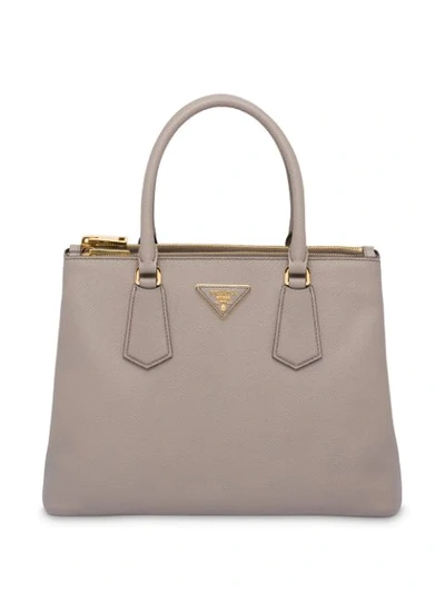 Shop Prada Galleria Top Handle Bag In Grey