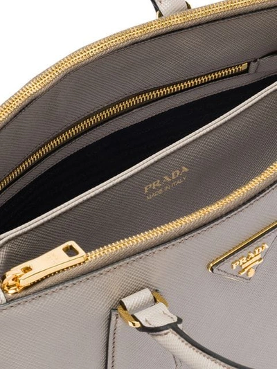 Shop Prada Galleria Top Handle Bag In Grey