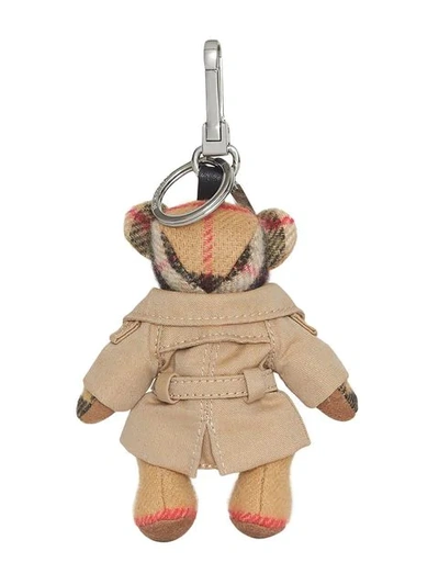 Shop Burberry Thomas Bear Charm Keyring In Yellow