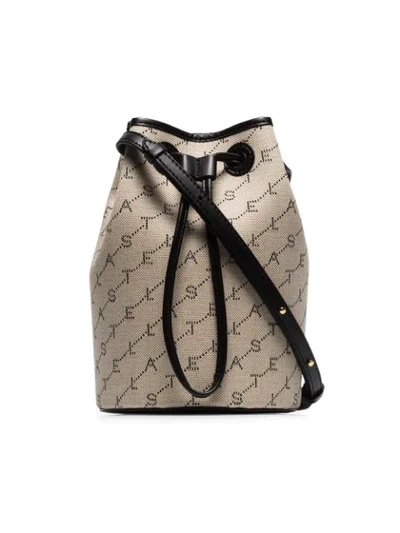 Shop Stella Mccartney Monogram Canvas Bucket Bag In Neutrals