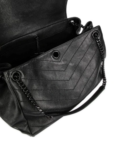 Shop Saint Laurent Calf Leather Monogrammed Bag In Black
