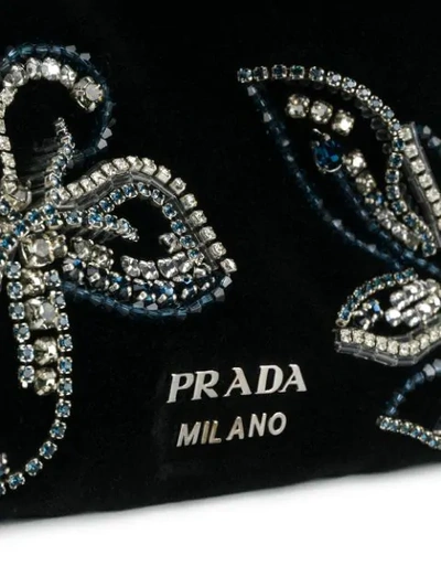 Shop Prada Crystal Embellished Floral Pouch In F0002