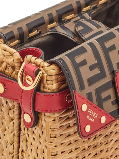 Shop Fendi Small Flip Handbag In Neutrals