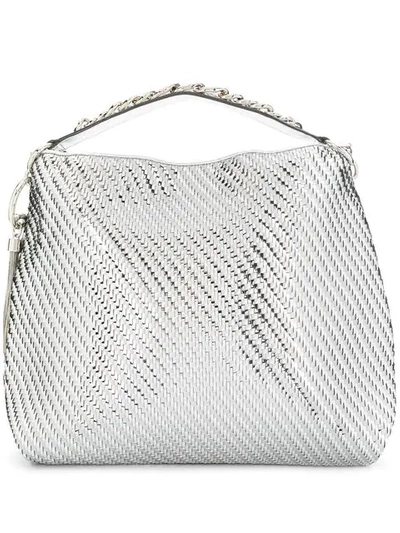 Shop Jimmy Choo Callie Slouchy Tote In Silver