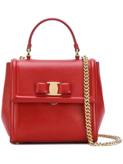 Shop Ferragamo Small Vara Top-handle Bag In Red