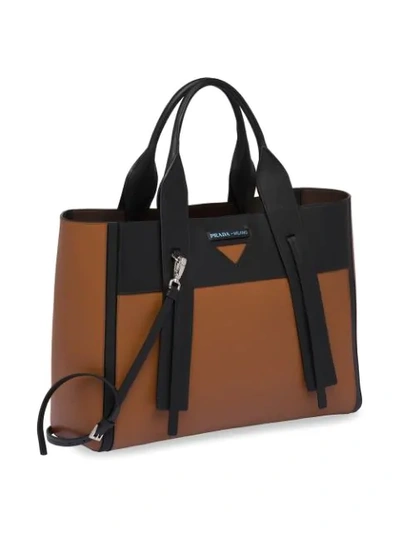 Shop Prada Ouverture Large Tote In Brown