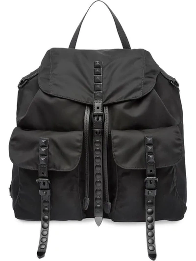 Shop Prada Studded Backpack - Black