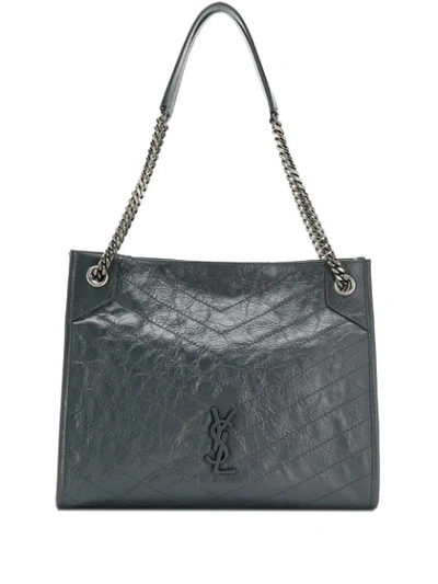 Shop Saint Laurent Niki Quilted Tote Bag In Grey