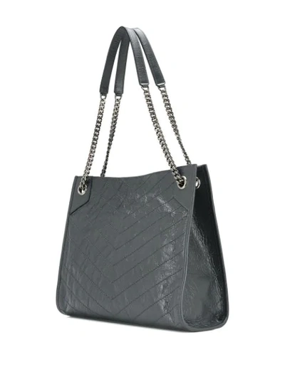 Shop Saint Laurent Niki Quilted Tote Bag In Grey