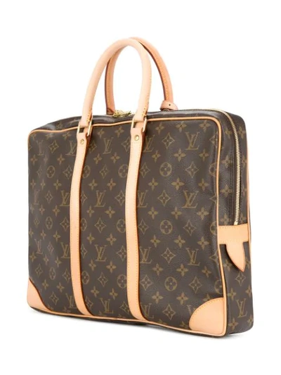 Pre-owned Louis Vuitton  Porte Documents Voyage Monogram Business Bag In Brown