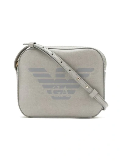 Shop Emporio Armani Logo Print Shoulder Bag - Grey