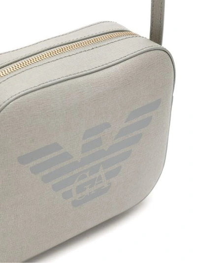 Shop Emporio Armani Logo Print Shoulder Bag - Grey