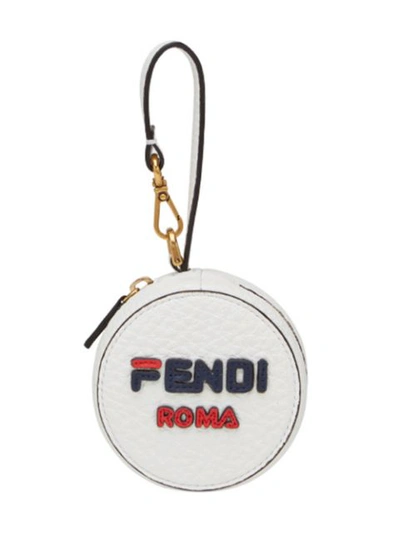 Shop Fendi Mania Logo Help Bag Charm - White