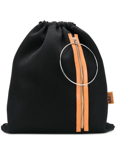 Shop Mm6 Maison Margiela Mesh Drawstring Backpack In Black
