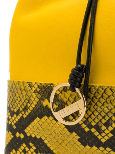 Shop Emilio Pucci Yellow Elaphe Bonita Bucket Bag