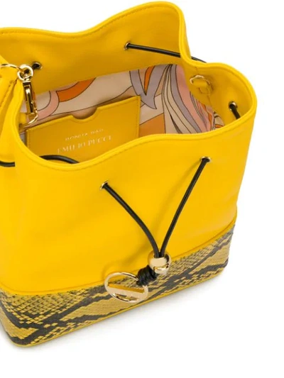 Shop Emilio Pucci Yellow Elaphe Bonita Bucket Bag