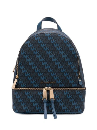 Shop Michael Michael Kors Logo Pattern Backpack - Blue