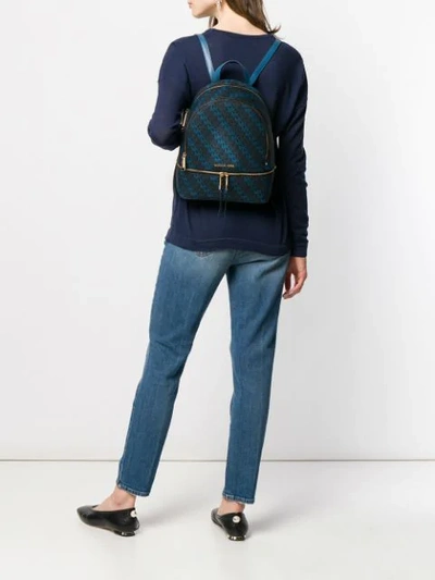 Shop Michael Michael Kors Logo Pattern Backpack - Blue