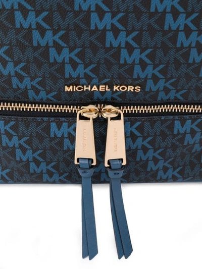 Shop Michael Michael Kors Logo Pattern Backpack - Blue