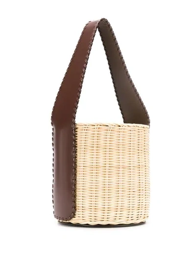 Shop Max Mara Straw Detail Bucket Bag In Neutrals