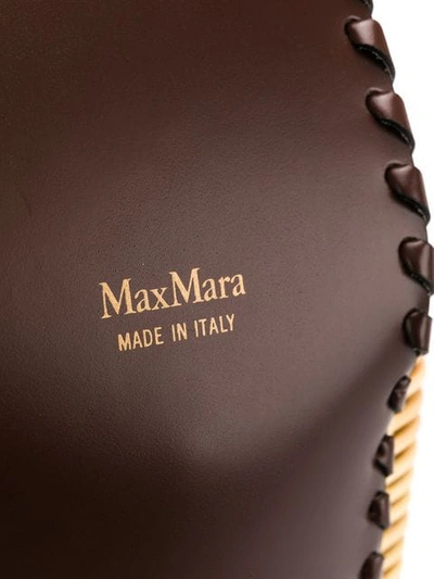 Shop Max Mara Straw Detail Bucket Bag In Neutrals