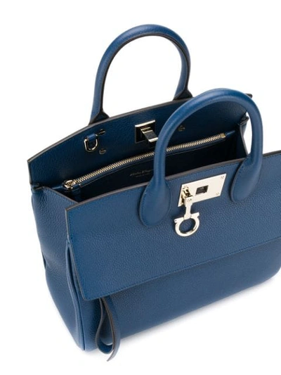 Shop Ferragamo Medium Studio Tote Bag In Blue