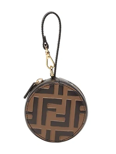 Shop Fendi Ff Logo Help Bag Charm In F13vk-maya+ Black +soft Go