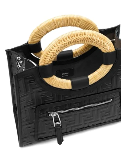 Shop Fendi Embossed Logo Shoulder Bag In Black