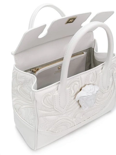 Shop Versace Medusa Empire Tote In White