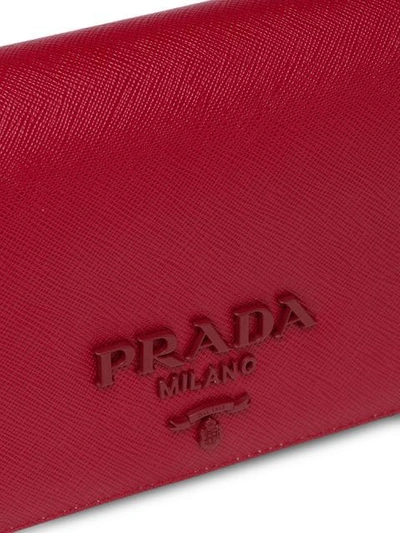 Shop Prada Saffiano Leather Shoulder Bag - Red