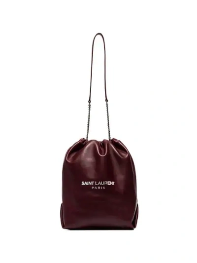 Shop Saint Laurent Teddy Drawstring Shoulder Bag In Red