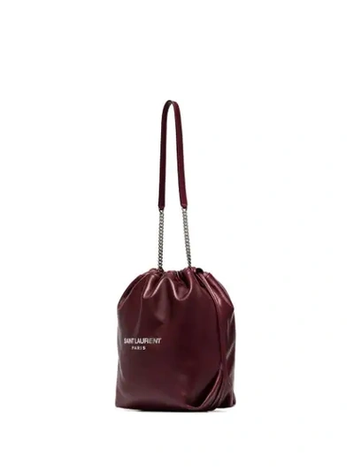 Shop Saint Laurent Teddy Drawstring Shoulder Bag In Red