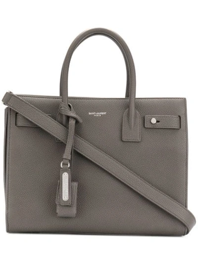 Shop Saint Laurent Sac De Jour Pebbled Tote In Grey