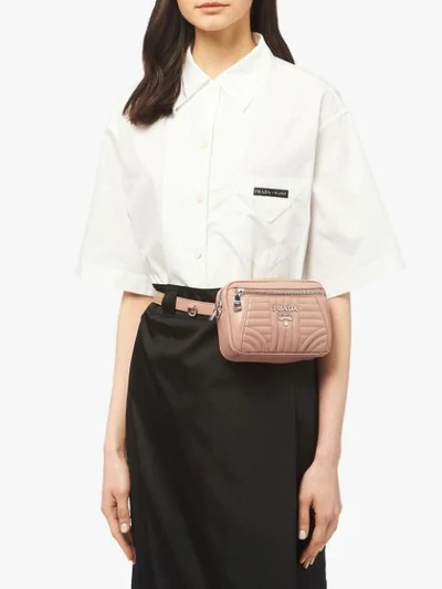 Shop Prada Diagramme Leather Belt Bag In Neutrals