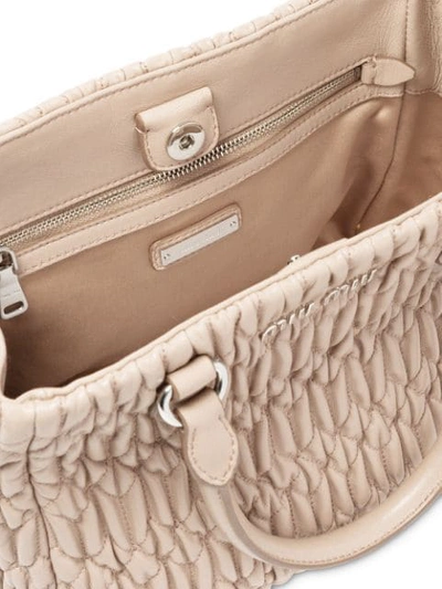 Shop Miu Miu Cloqué Nappa Leather Bag In Neutrals