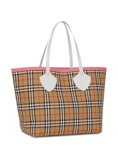 Shop Burberry The Giant Reversible Tote In Vintage Check In Multicolour