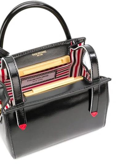 Shop Thom Browne 3-strap Calfskin Mini Bag In Black