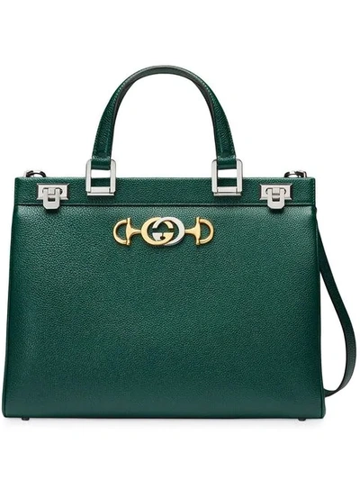 Shop Gucci Zumi Medium Top Handle Bag In Green