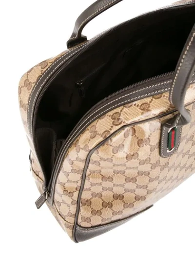 Pre-owned Gucci Gg Shelly Line Travel Hand Bag In Brown