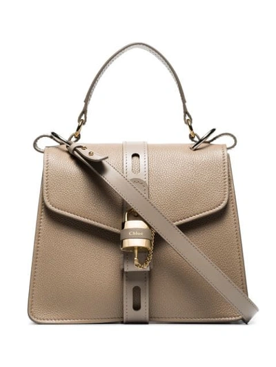 CHLOÉ GREY ABY SMALL LEATHER SHOULDER BAG - 106 - GREY