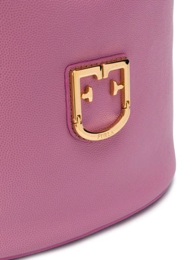 Shop Furla Corona Logo Plaque Bucket Bag In Pink