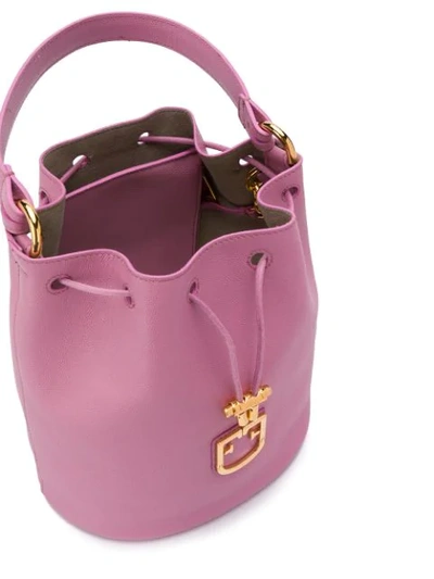 Shop Furla Corona Logo Plaque Bucket Bag In Pink