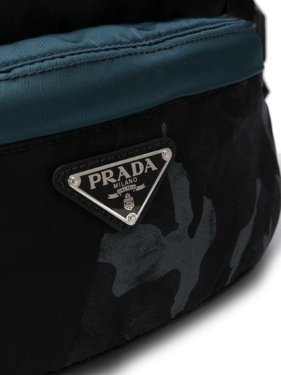 Shop Prada Panelled Camouflage Belt Bag In Black