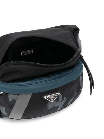 Shop Prada Panelled Camouflage Belt Bag In Black