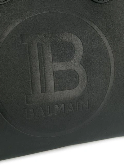 Shop Balmain Logo Embossed Tote Bag In Black
