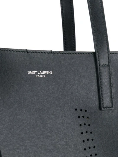 Shop Saint Laurent Perforated Logo Tote In Black
