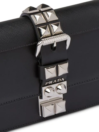 Shop Prada Elektra Leather Clutch Bag In Black