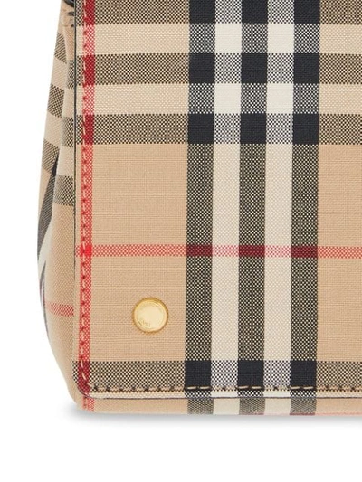 Shop Burberry Vintage Check And Leather Note Crossbody Bag In Yellow